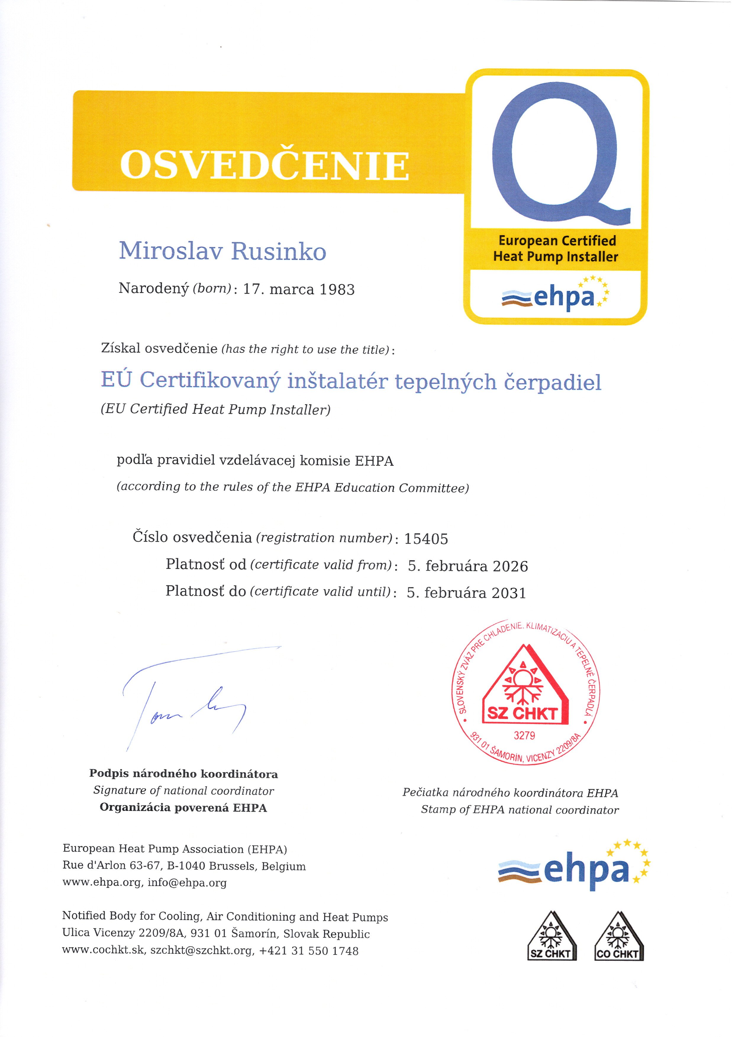 Certifikácia tepelných čerpadiel